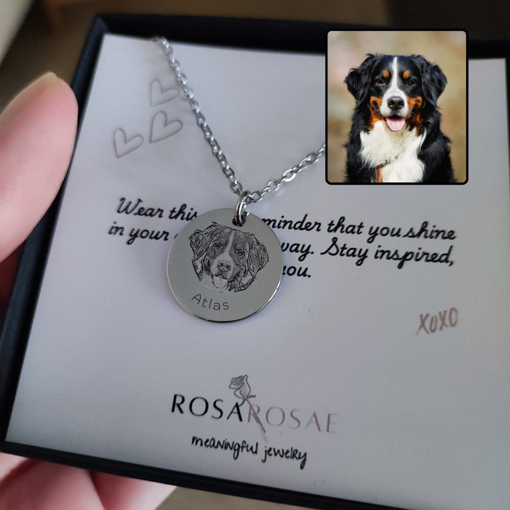 Pet Portrait Coin Necklace with Fine Chain