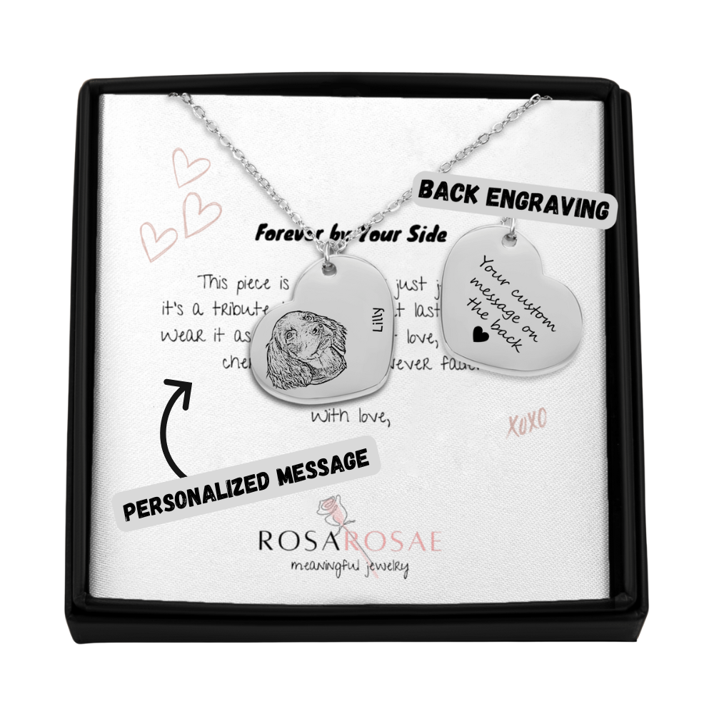 Pet Portrait Heart Necklace with Fine Chain