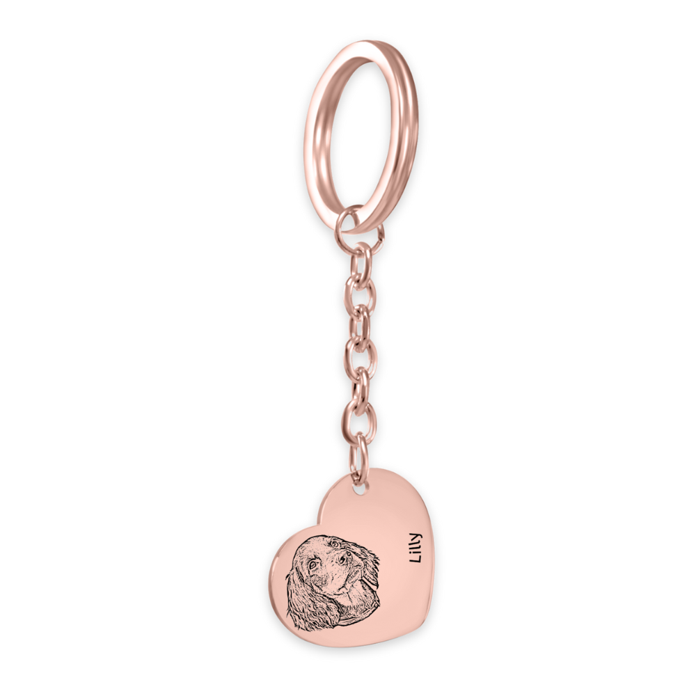 Pet Portrait Heart Keychain