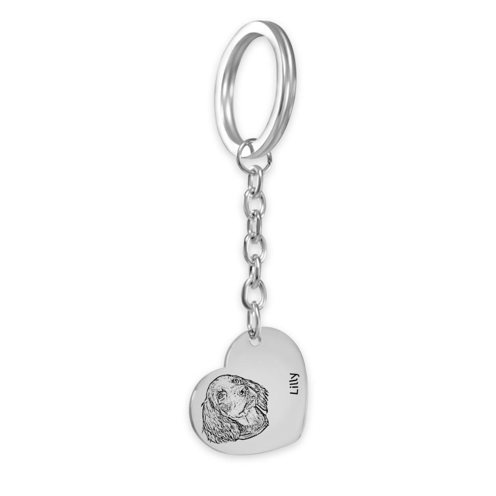 Pet Portrait Heart Keychain