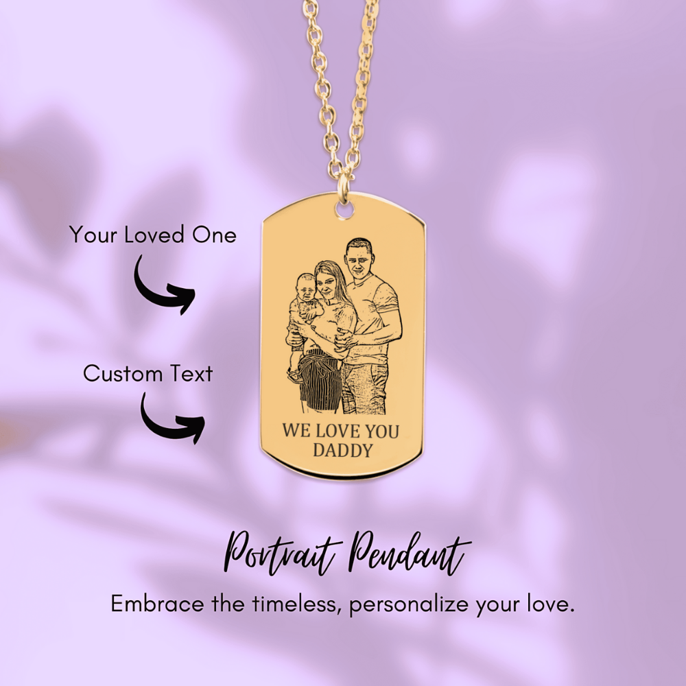 Portrait Tag Necklace with Fine Chain