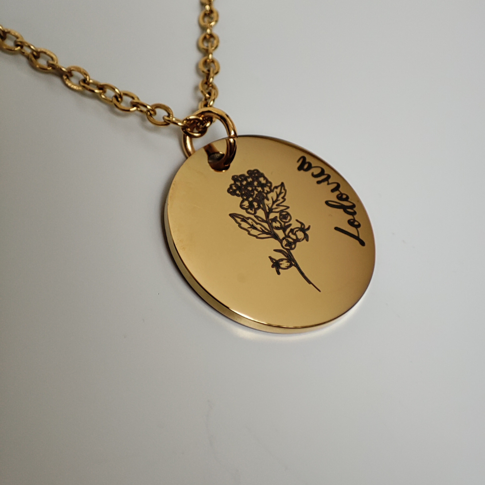 Birthflower Coin Necklace