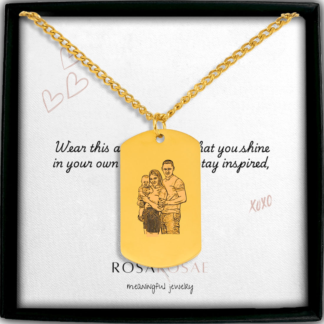 Portrait Tag Necklace with Cuban Chain