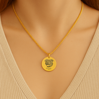 Pet Portrait Coin Necklace with Cuban Chain