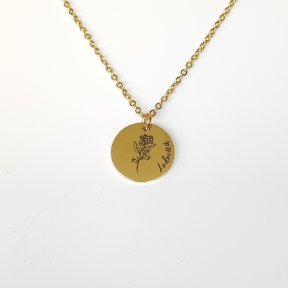 Birthflower Coin Necklace