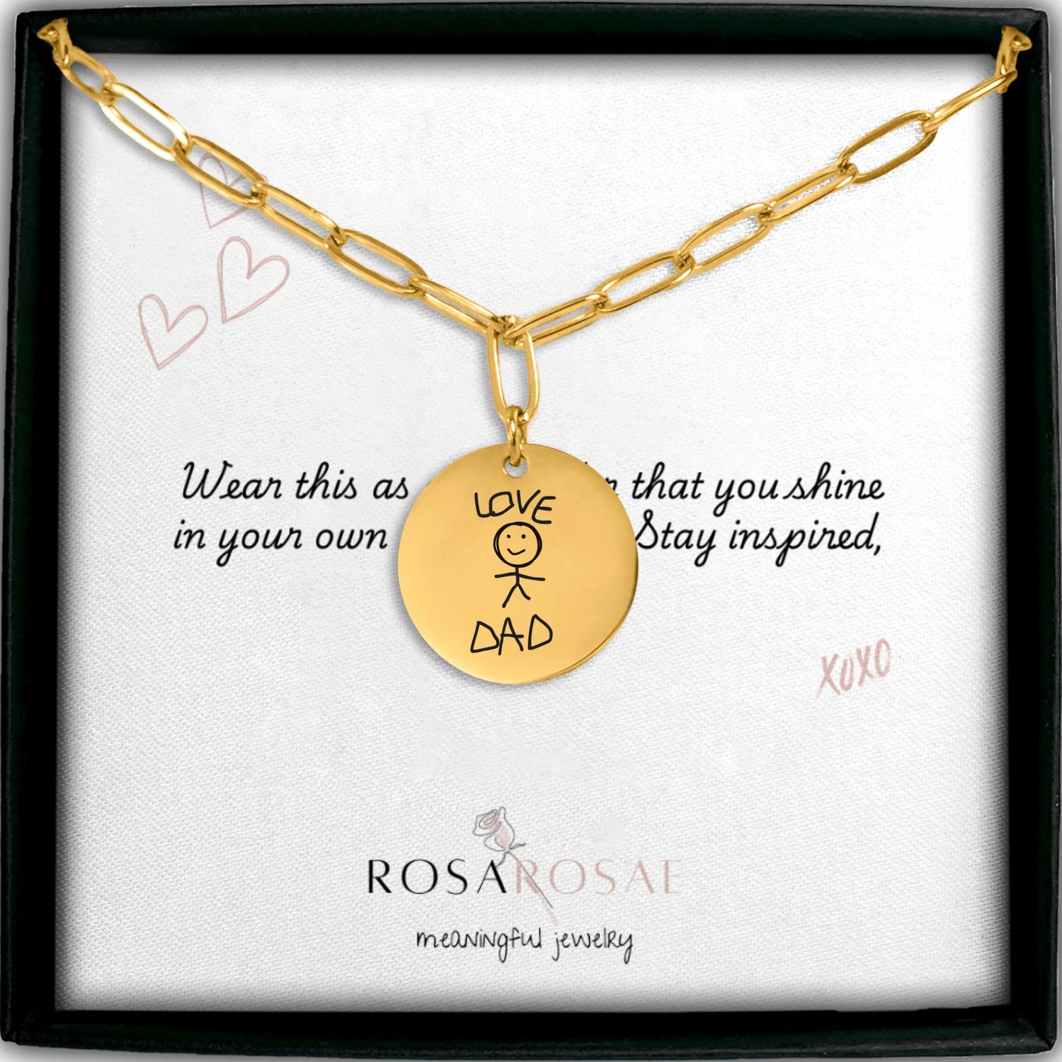 Handwritten Coin Necklace with Paperclip Chain