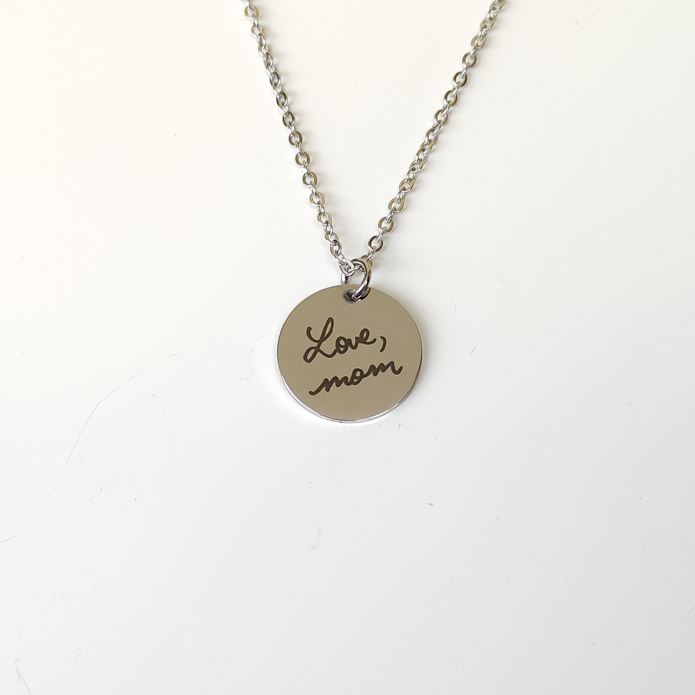 Handwritten Coin Necklace with Fine Chain