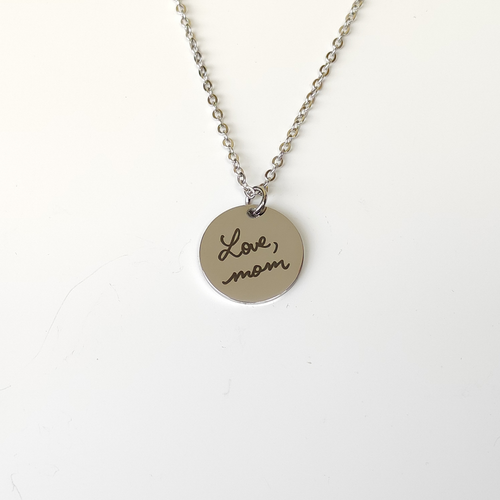 Handwritten Coin Necklace with Fine Chain