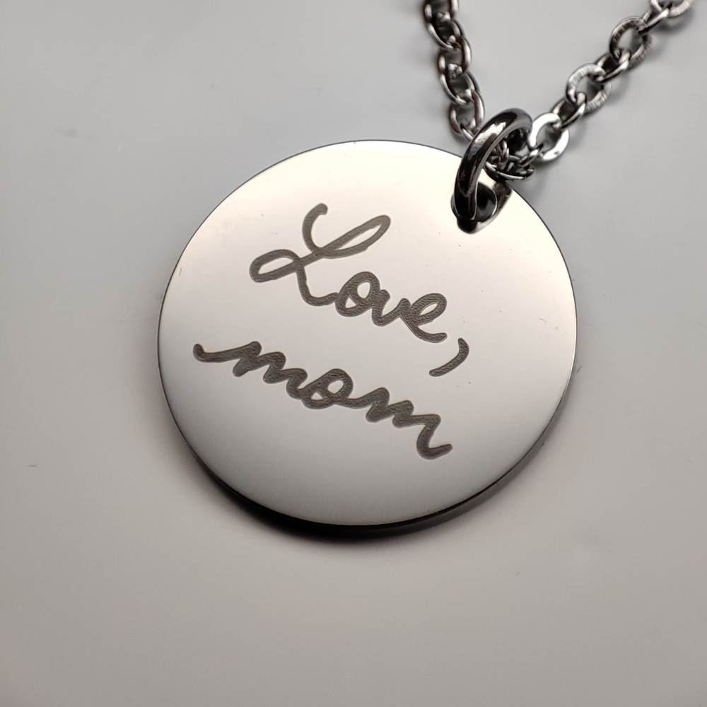 Handwritten Coin Necklace with Fine Chain