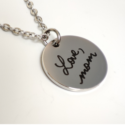 Handwritten Coin Necklace with Fine Chain