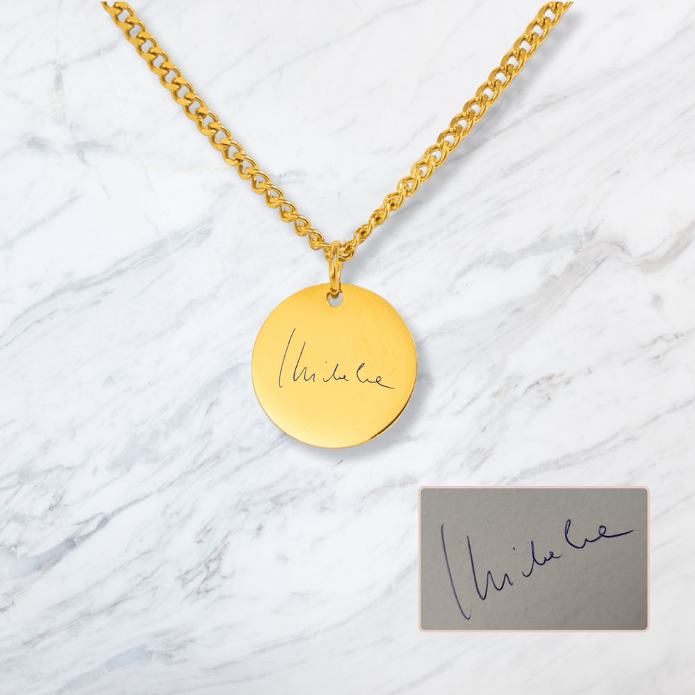 Handwritten Coin Necklace with Cuban Chain