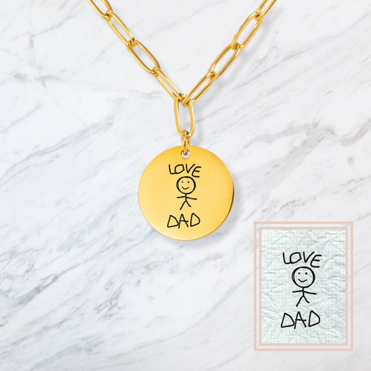 Handwritten Coin Necklace with Paperclip Chain