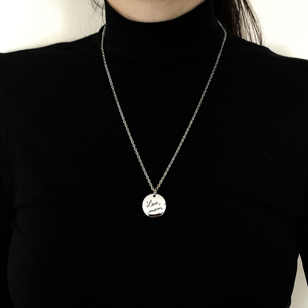 Handwritten Coin Necklace with Fine Chain