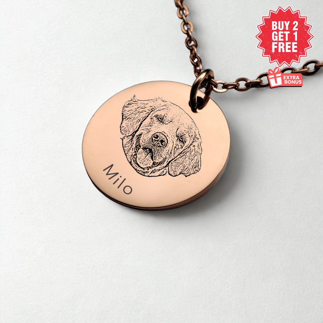 Pet Portrait Coin Necklace with Fine Chain
