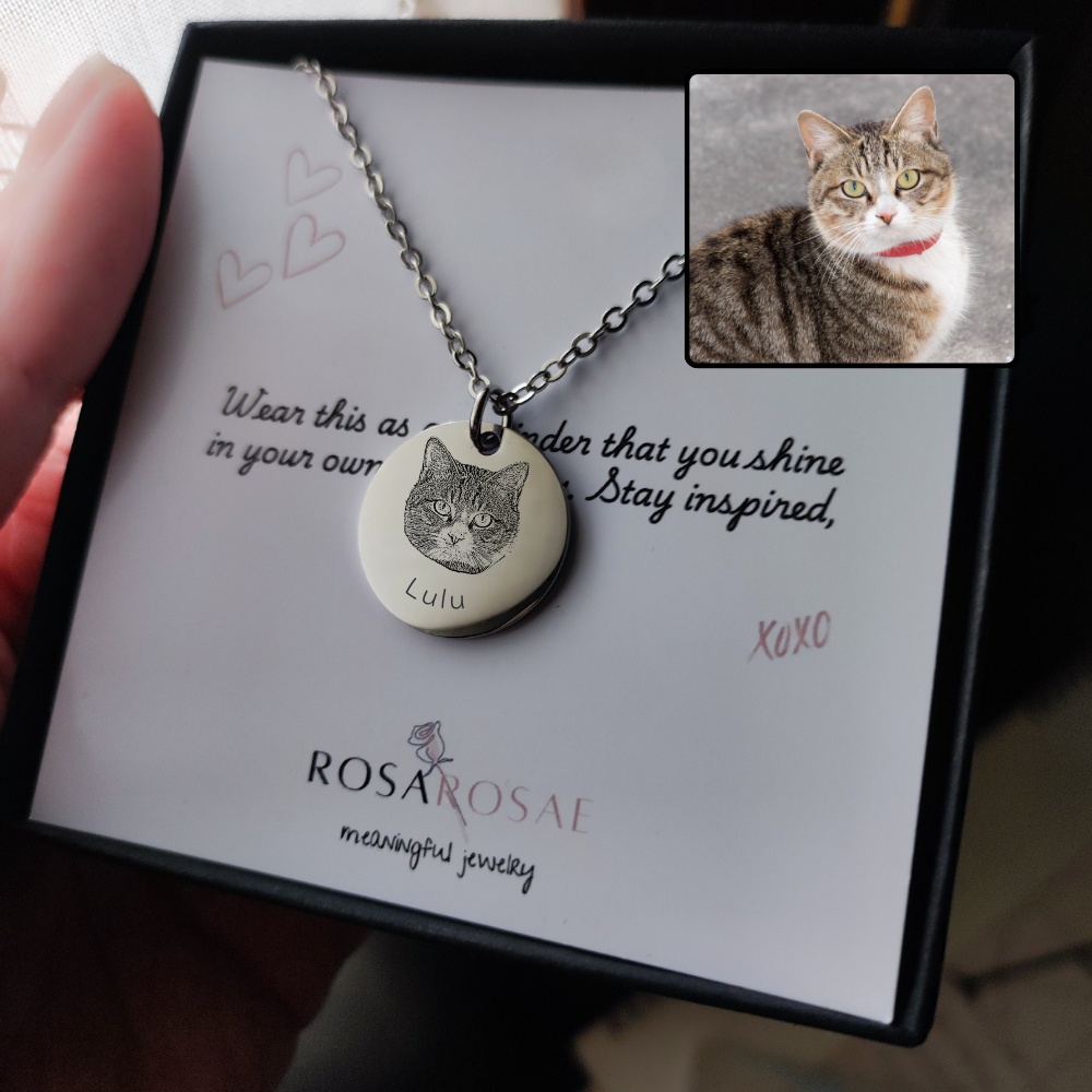 Pet Portrait Coin Necklace with Fine Chain