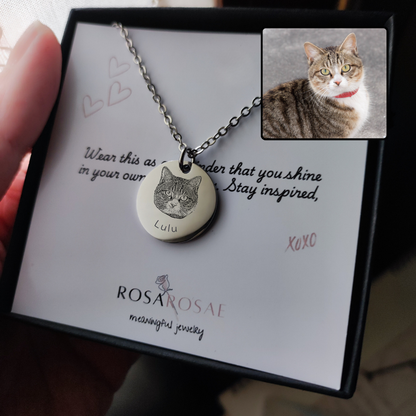 Pet Portrait Coin Necklace with Fine Chain