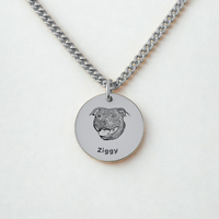 Pet Portrait Coin Necklace with Cuban Chain