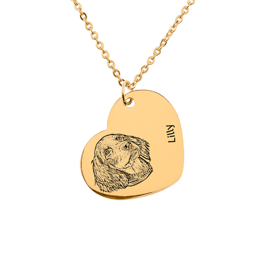 Pet Portrait Heart Necklace with Fine Chain