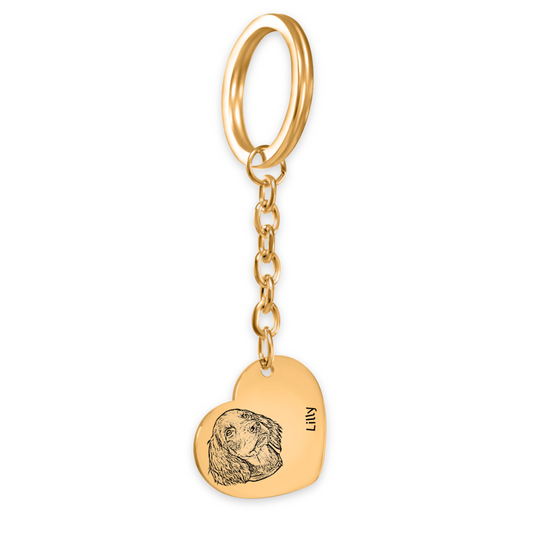Pet Portrait Heart Keychain