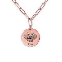 Pet Portrait Coin Necklace with Paperclip Chain