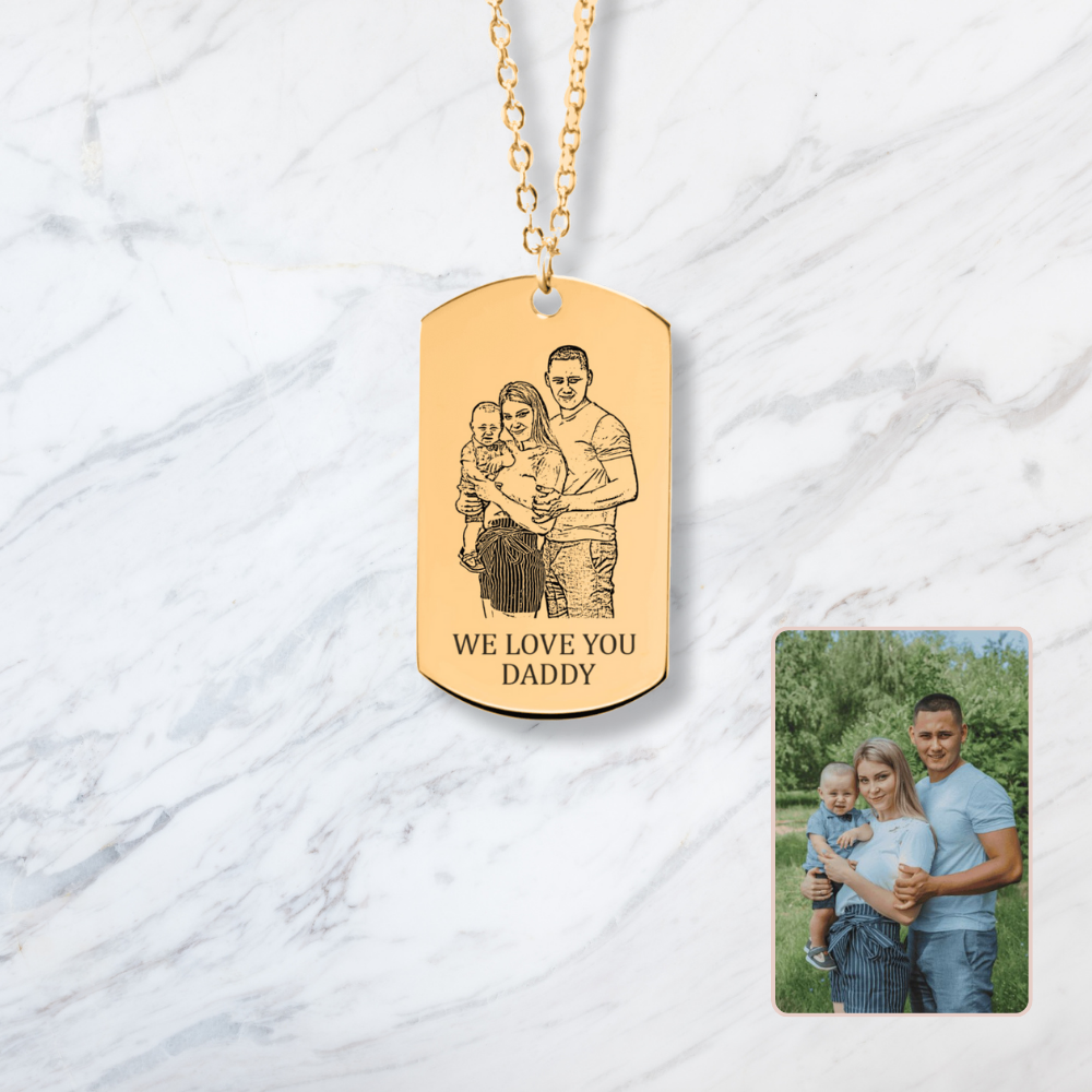 Portrait Tag Necklace with Fine Chain