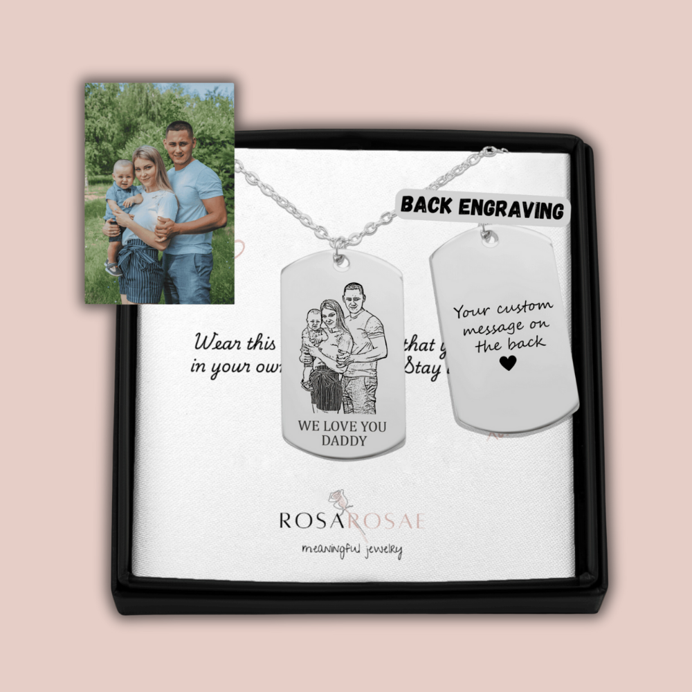 Portrait Tag Necklace with Fine Chain